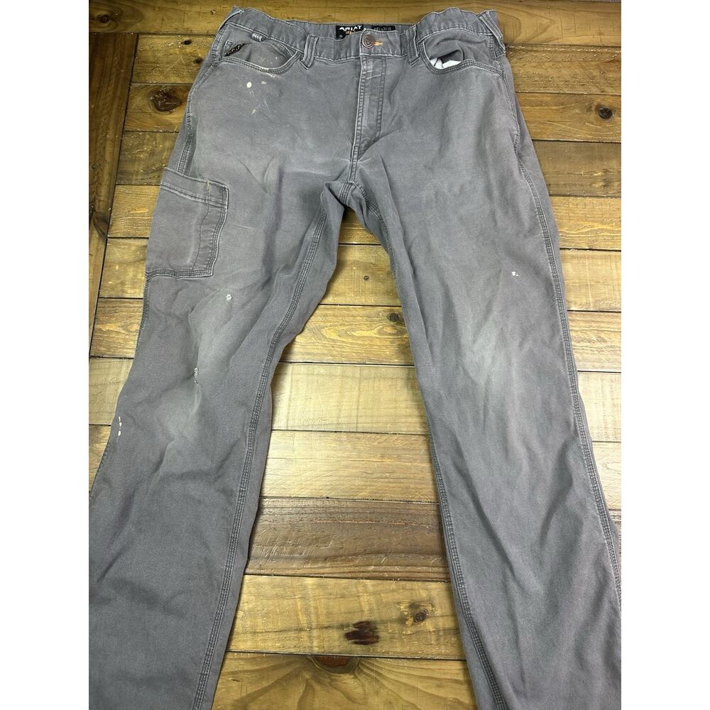 Ariat Pants Mens Gray Rebar M4 Work Cargo Duty 32x31 Relaxed Straight
